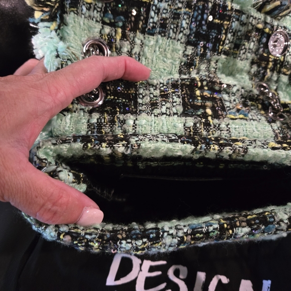 Kurt Kreiger tweed plaid rhinestone purse - Picture 3 of 7